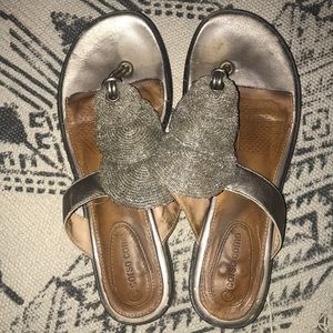 Silver beaded sandals